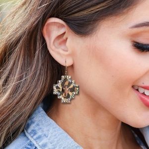 Leopard Western Leather Cactus Earrings Bling